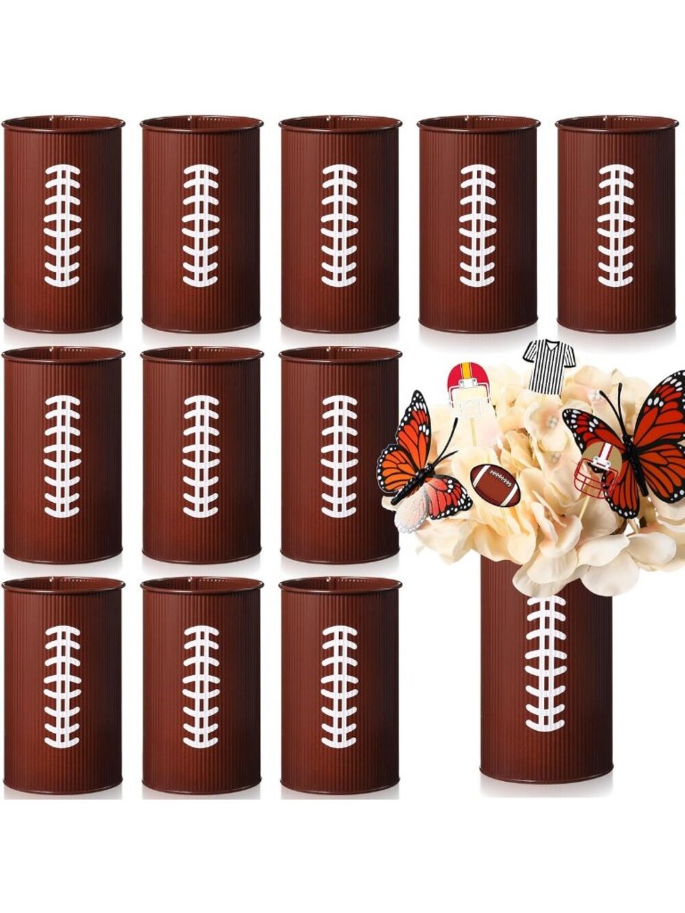 12 Pcs Football Table Centerpieces | Fun Football Vases for Party Decor